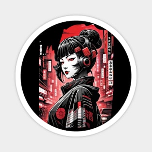 Japanese Style Girl Futuristic Magnet